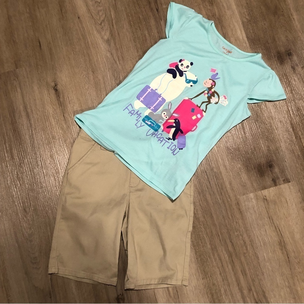 Cat & Jack Girls‎ Shirt and Khaki Shorts Bundle